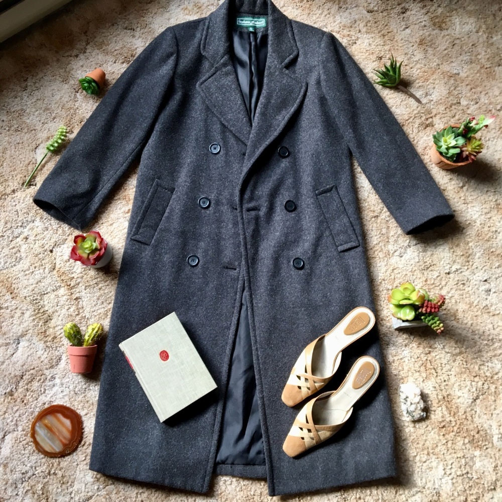 {Vintage} 100% Wool Long Grey Blogger Jacket/Coat - Picture 3 of 8